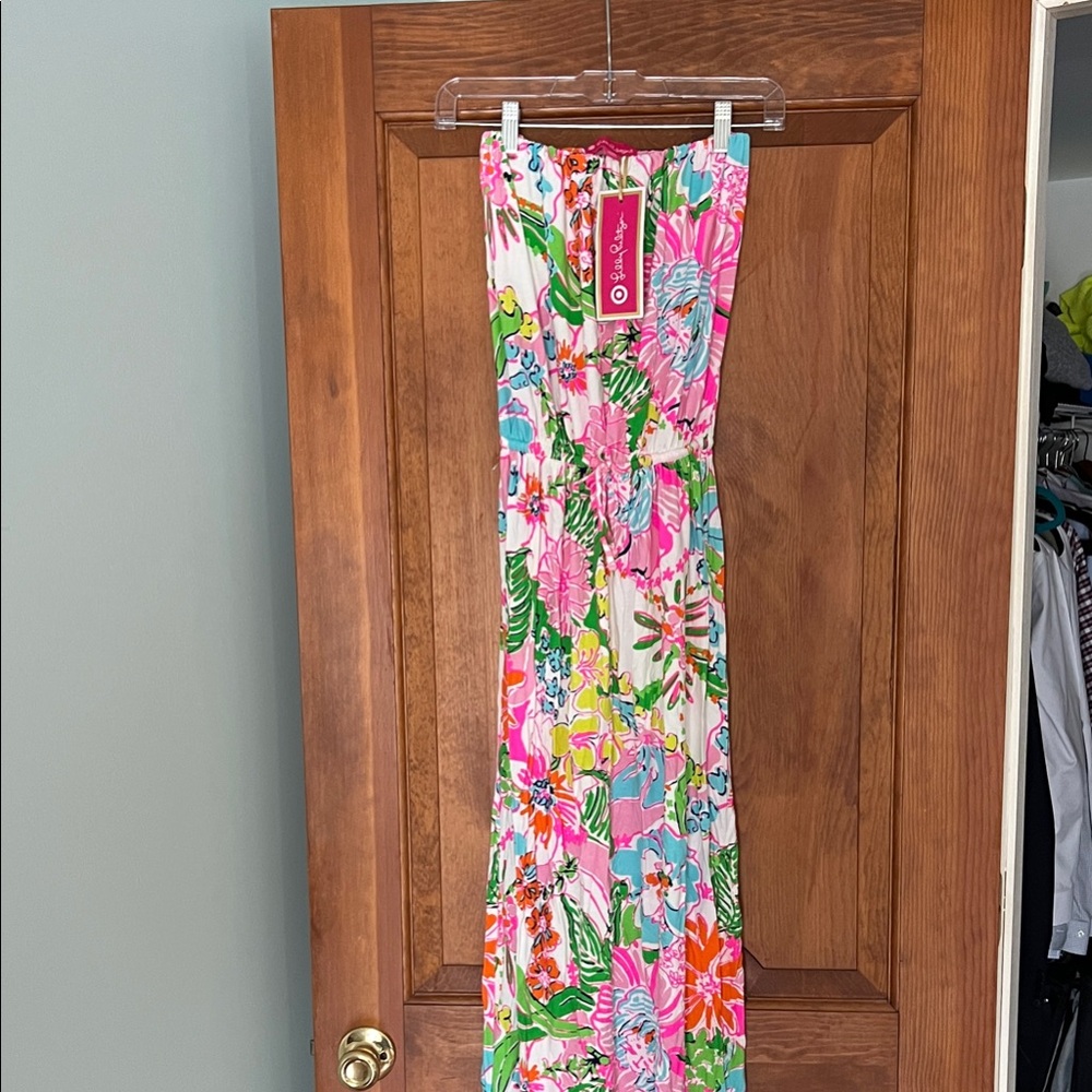 Lilly Pulitzer Floral Strapless Maxi Dress